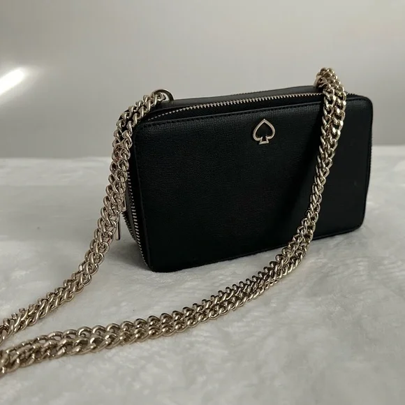 kate spade Bags Kate Spade Adele Double Zip Crossbody Bag Black Gold Poshmark